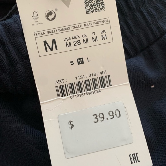 Zara Medium Thick Cotton Wide Leg Opening Navy Pants NWT - Picture 10 of 12